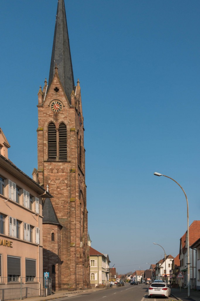 We made our way through many small towns in the Alsace region of France. I think this one was Kembs. If you look closely, you can see our car in the bottom-right of the image.