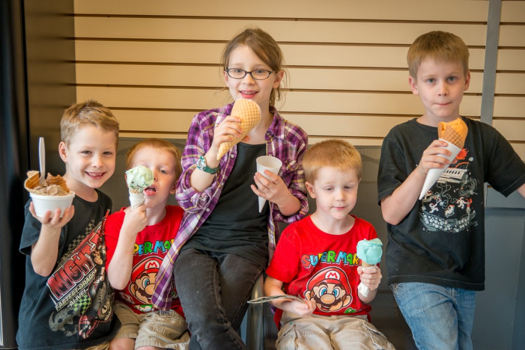 We all enjoyed our ice cream from the Waxhaw Creamery. It was hard to get a shot with everyone looking at Daddy--there was ice cream to be eaten, after all!