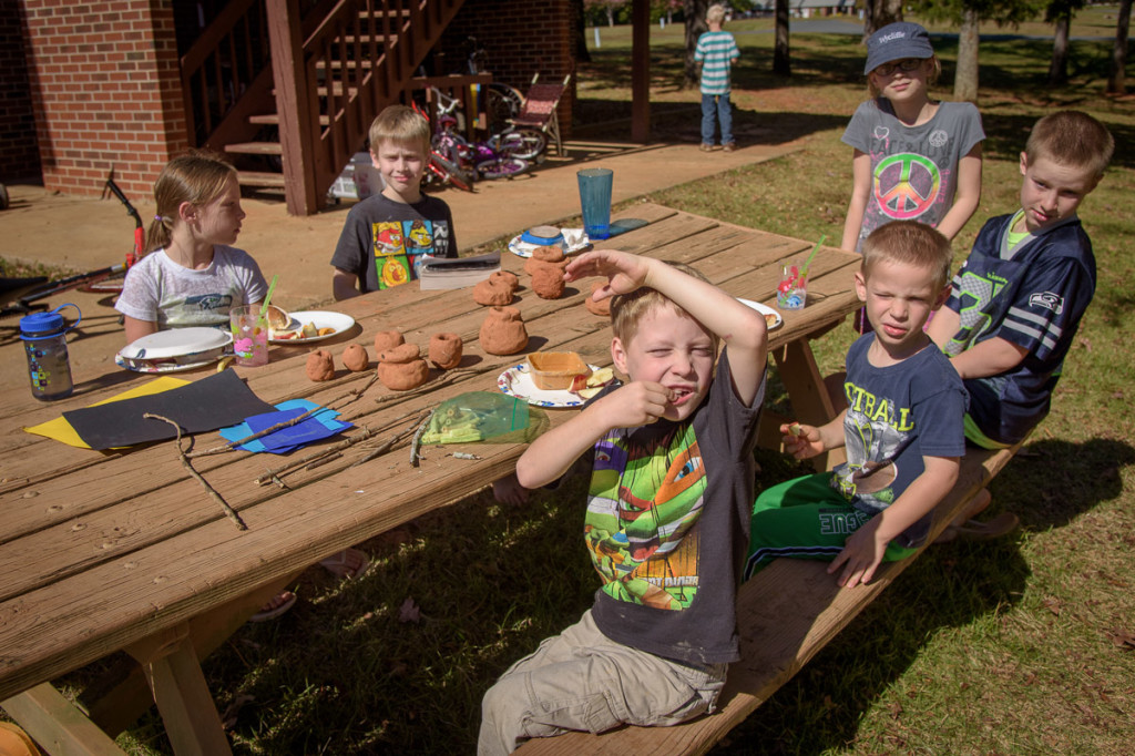 The kids turned lunch into an entrepreneurial adventure--here they are with their handiwares on display. 