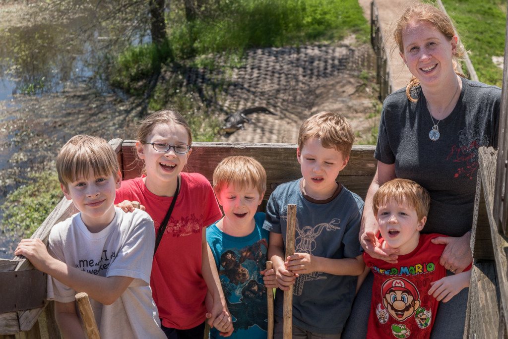 We paused for a group shot on the observation platform at 40-Acre Lake at Brazos Bend State Park. Did you notice the photo-bomber in the background?